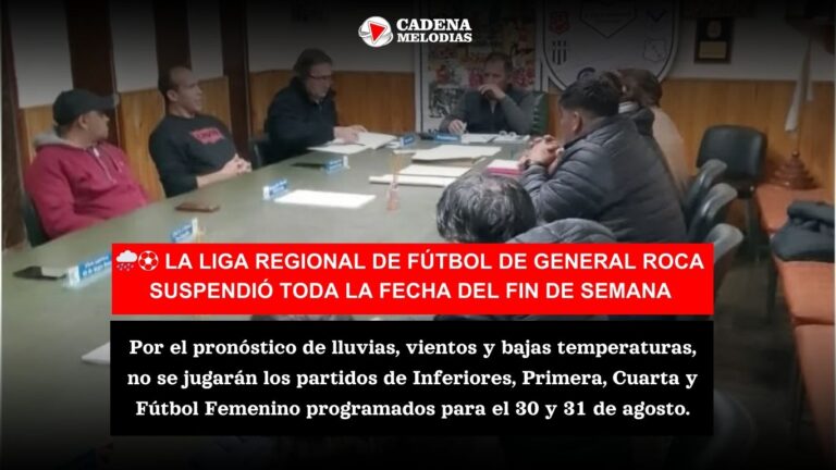 La Liga Regional de Fútbol de General Roca suspende la actividad por mal tiempo