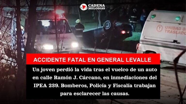 Tragedia en General Levalle: un joven de 33 años murió tras el vuelco de su Volkswagen Vento