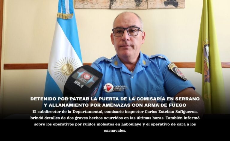 Serrano: detenido por agredir a la policía y allanamiento por amenazas con arma de fuego