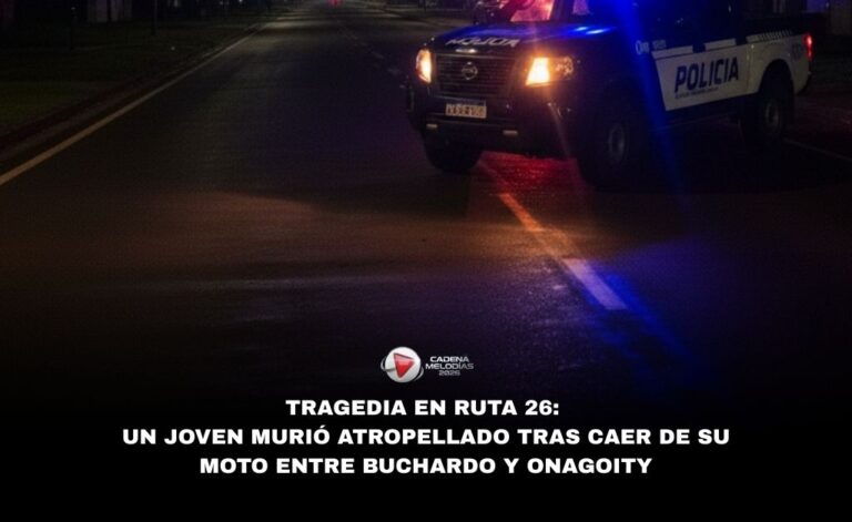 Tragedia en la Ruta 26: un joven murió atropellado tras una caída en moto