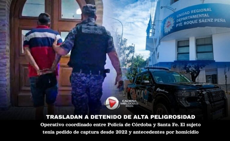 Doble procedimiento policial en Laboulaye: aprehenden a joven por infracciones de tránsito y trasladan a detenido con pedido de captura por homicidio