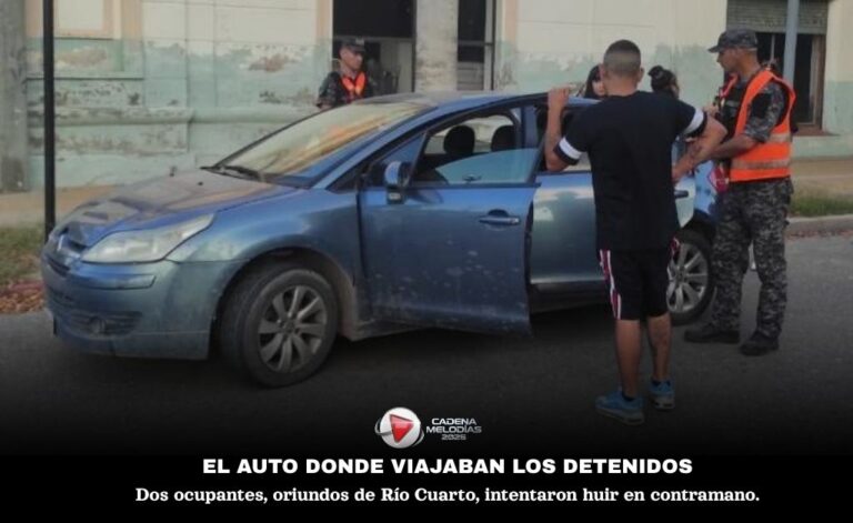 Intento de fuga en contramano, alcohol y estupefacientes: dos detenidos en Laboulaye