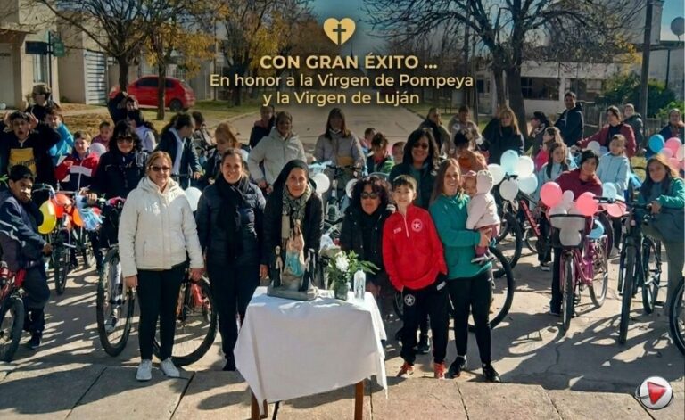 Éxito total de convocatoria en la bicicleteada por la Virgen de Pompeya y la Virgen de Luján