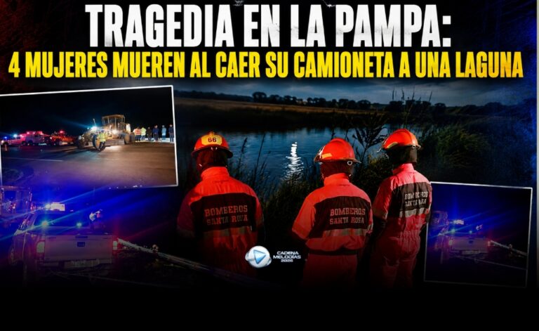 TRAGEDIA EN LA PAMPA: CUATRO MUJERES MUEREN AL CAER SU CAMIONETA A UNA LAGUNA