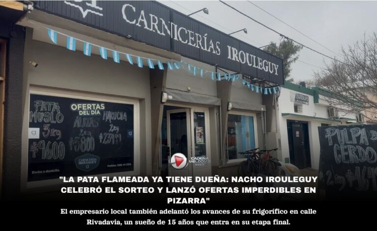 Ignacio Irouleguy celebró el sorteo de la Pata Flameada y destacó las ofertas para combatir la crisis en Carnicería Irouleguy