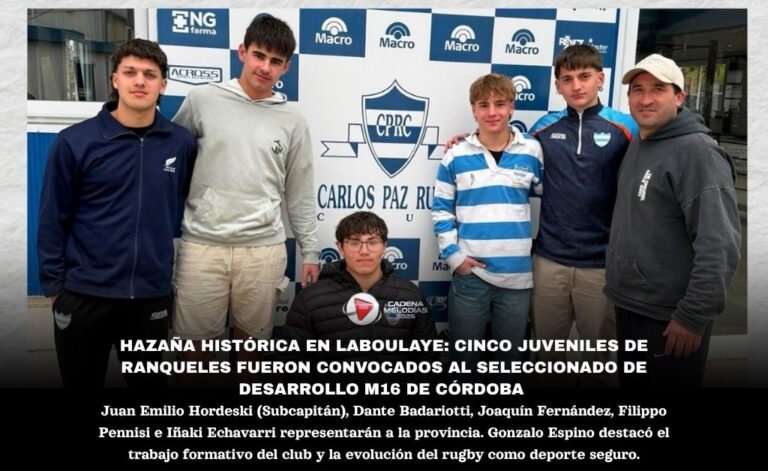 Histórico: Cinco jugadores de Ranqueles Rugby Club integran el Seleccionado de Desarrollo M16 de Córdoba