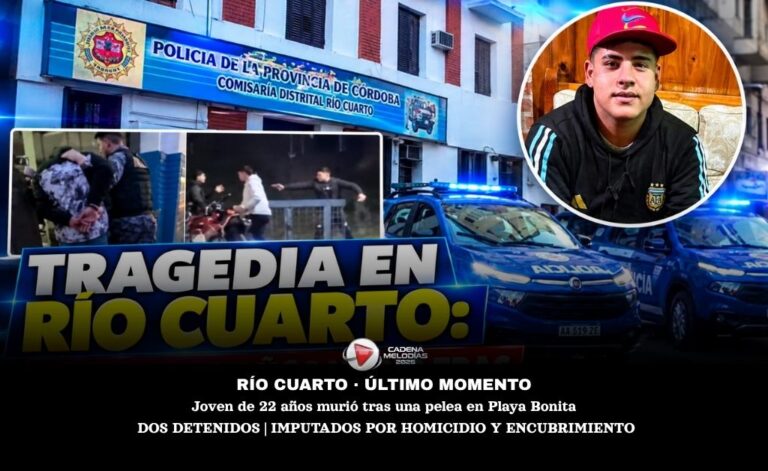 TRAGEDIA EN LA COSTANERA DE RÍO CUARTO: UN JOVEN MURIÓ TRAS UNA PELEA Y DOS HOMBRES QUEDARON DETENIDOS